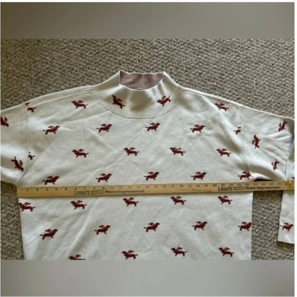 Anthropologie Maeve The Carys Mock-Neck Sweater dachshund dog graphics size XL - Picture 9 of 10